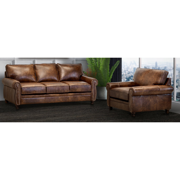 Charlton Home® Aghadavy 2 Piece Leather Living Room Set Wayfair